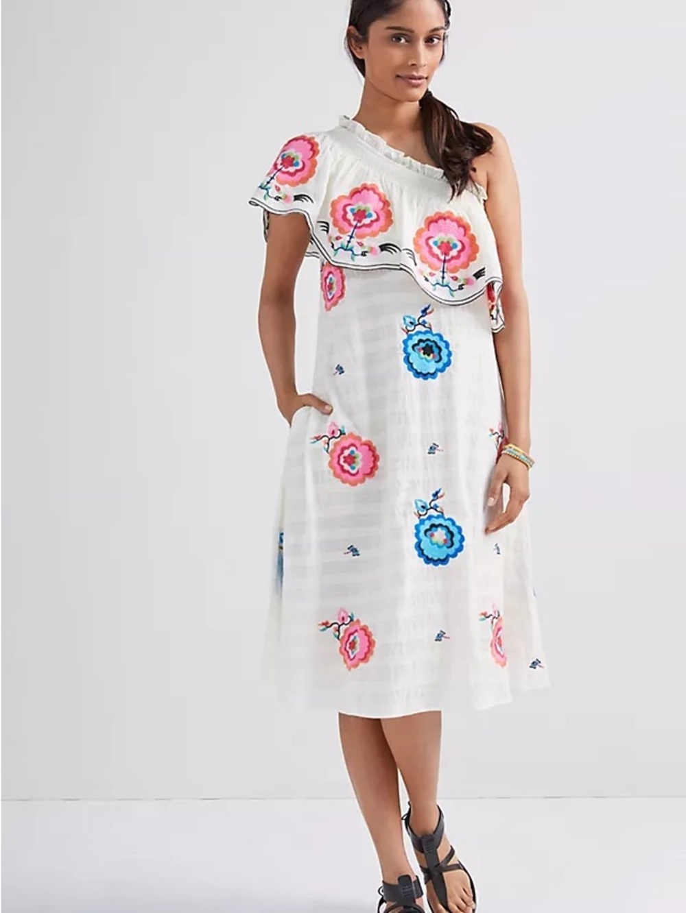 Plenty by Tracy Reese Cream Textured Fabric Top with Pink Logo Detail